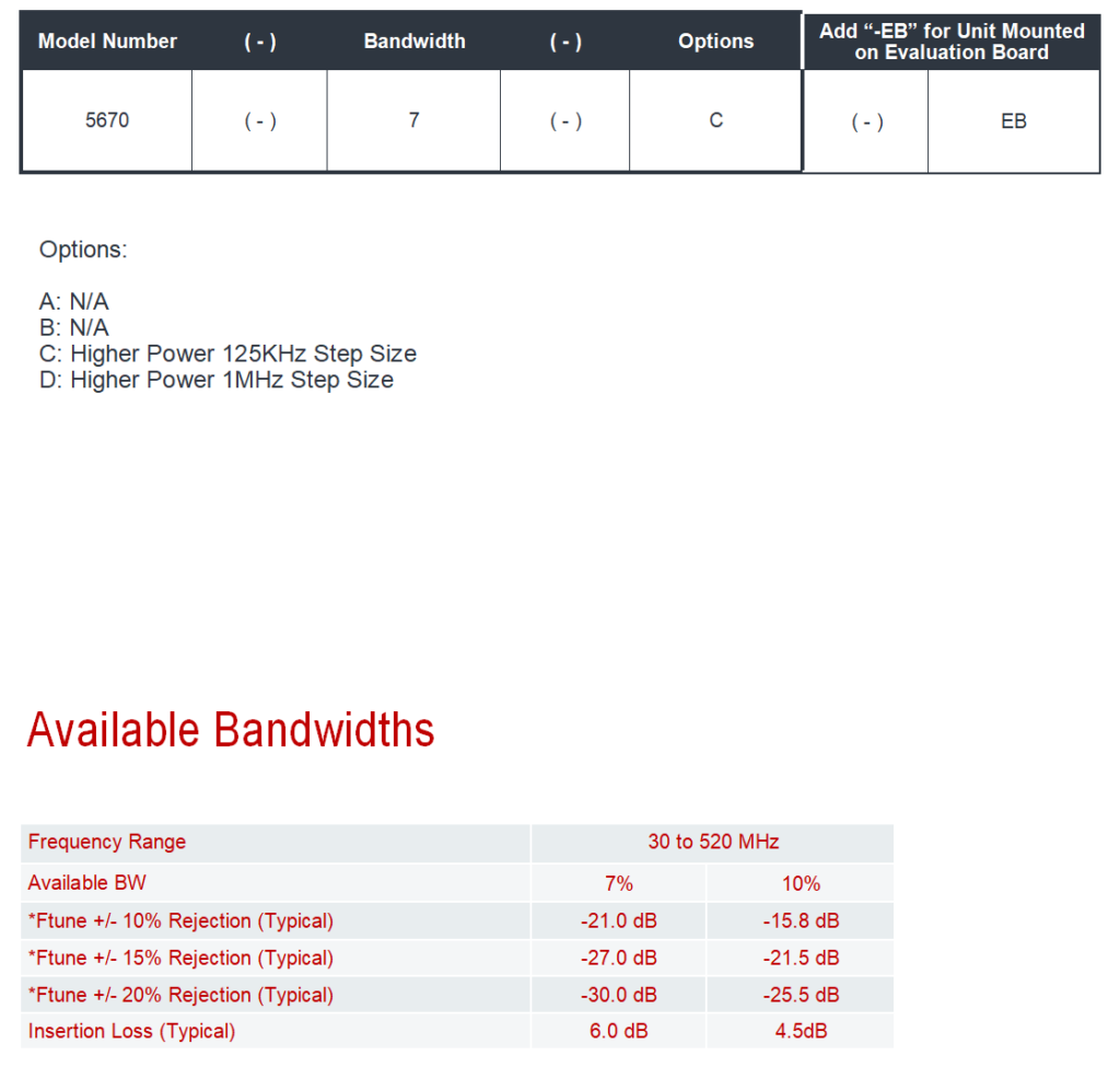 5670-7-C Ordering Information